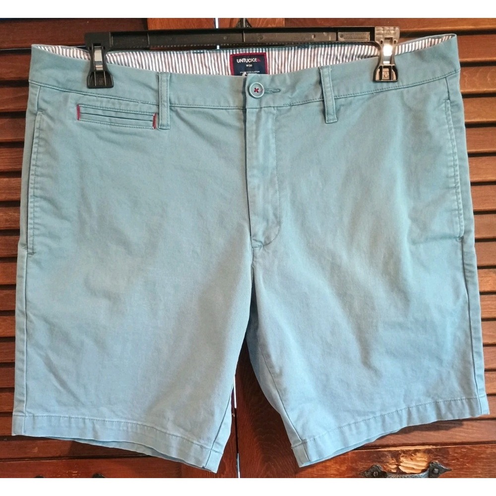 UNTUCKit Chino Shorts Mens 36 Blue Regular Fit Cotton Stretch